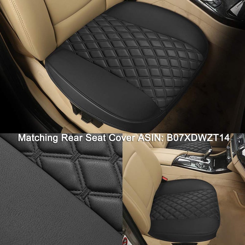 Black Panther 1 Pair PU Car Seat Covers, Front Seat Bottom Protectors Compatible with 95% Vehicles,Diamond Pattern Embroidery, Anti-Slip (W 21.26''Ã—D 20.86â€) - Black - Image 4